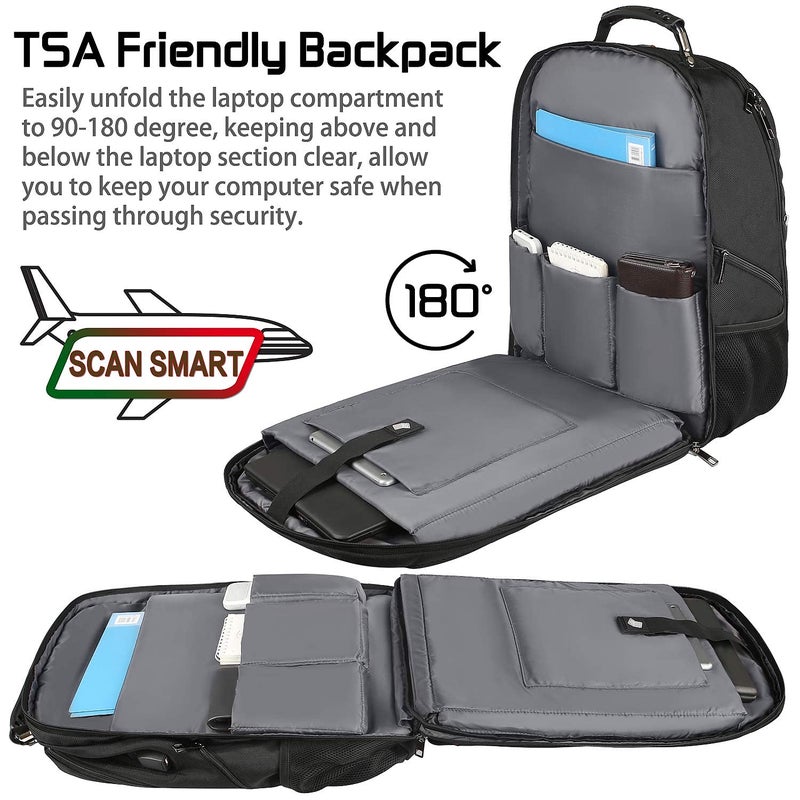 Mogplof 18.4 Laptop Backpack for Men, 55L-60L Extra Large Gaming Laptops Backpack with USB Charger Port, TSA Friendly Flight Approved RFID Anti-theft Pocket, Water Resistant Suiltable for Travel Business Work - Image 4